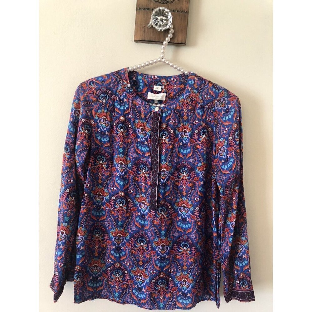 LOFT Womens Size S The Softened Shirt Long Sleeve Floral Lightweight Multicolor